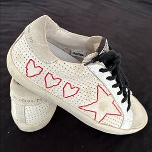Golden Goose Stitched Red Heart / Star Superstar Size 35